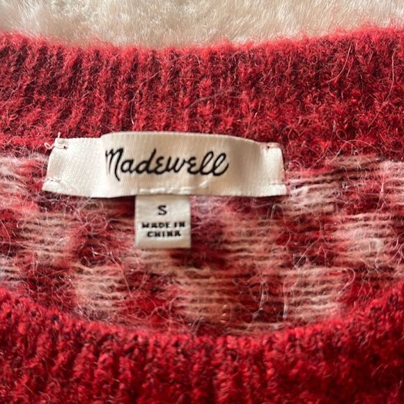 Madewell Wool Alpaca Blend Checkerboard Jacquard Pullover Sweater Size Smalll - Picture 7 of 13